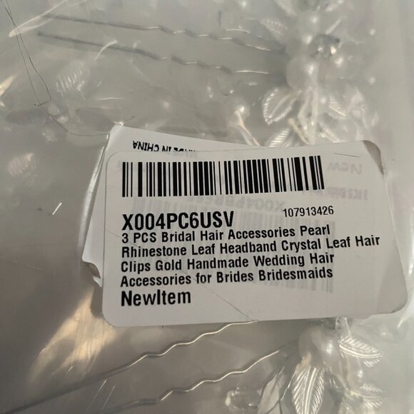 Bridal Pearl & Rhinestone Leaf Hair Accessory Set - Picture 6 of 8